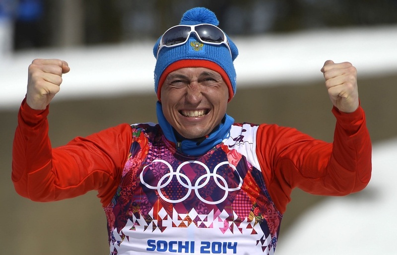 Александр Легков после победы в марафоне